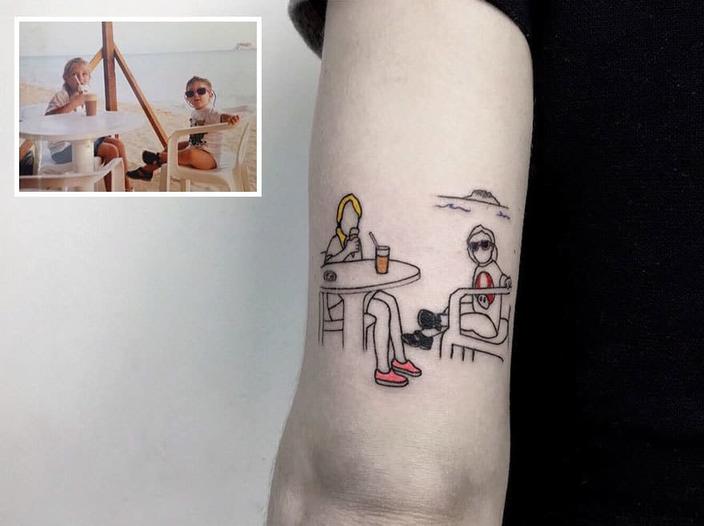 20 минималистичных татуировок, созданных по мотивам ностальгических фотографий заказчиков