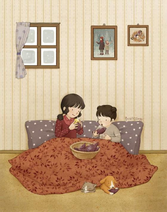 25 тёплых иллюстраций корейского художника о нежной и трепетной любви двух сестёр