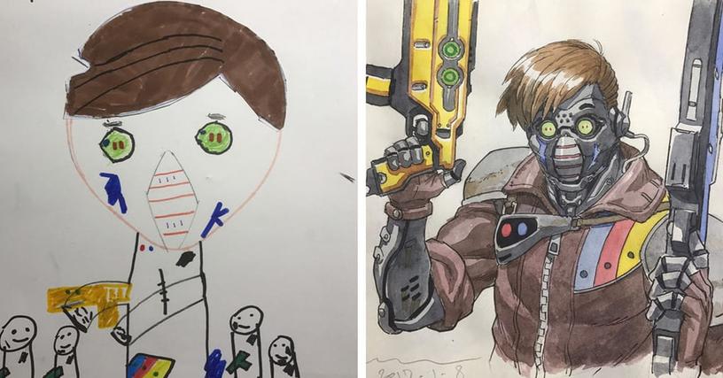 20 детских рисунков, которые отец использовал в качестве идей для создания крутых персонажей