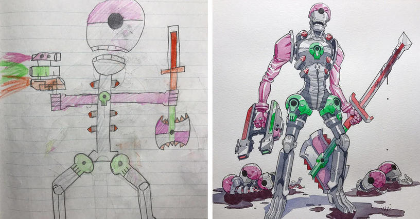 20 детских рисунков, которые отец использовал в качестве идей для создания крутых персонажей