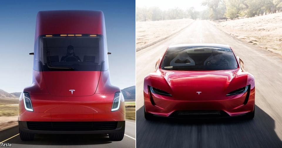 Tesla показала 2 новых машины: грузовик и совершенно безумный родстер