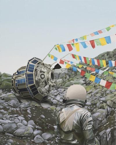 Художник из Бостона рисует картины, где главный герой – это астронавт, гуляющий по постапакалиптической Земле. Автор утверждает, что это не будущее, а настоящее