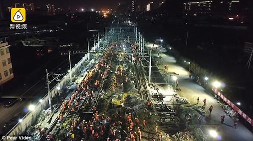 1500 китайцев построили железную дорогу для нового вокзала за 9 дней! 