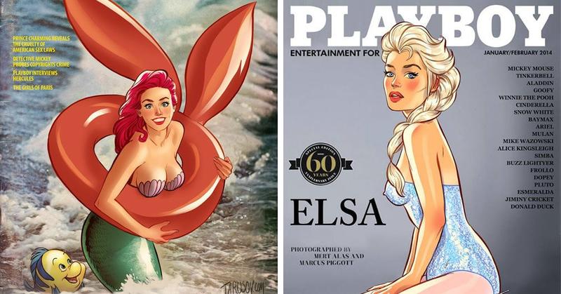 Художник нарисовал диснеевских принцесс в стиле пин ап и поместил их на обложку Playboy. Оказывается, они те ещё горячие штучки
