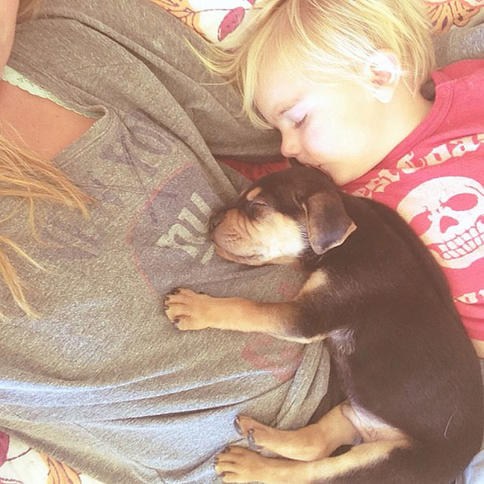 Больше всего на свете этот мальчик любит спать со своим щенком! И мы теперь тоже их любим! 