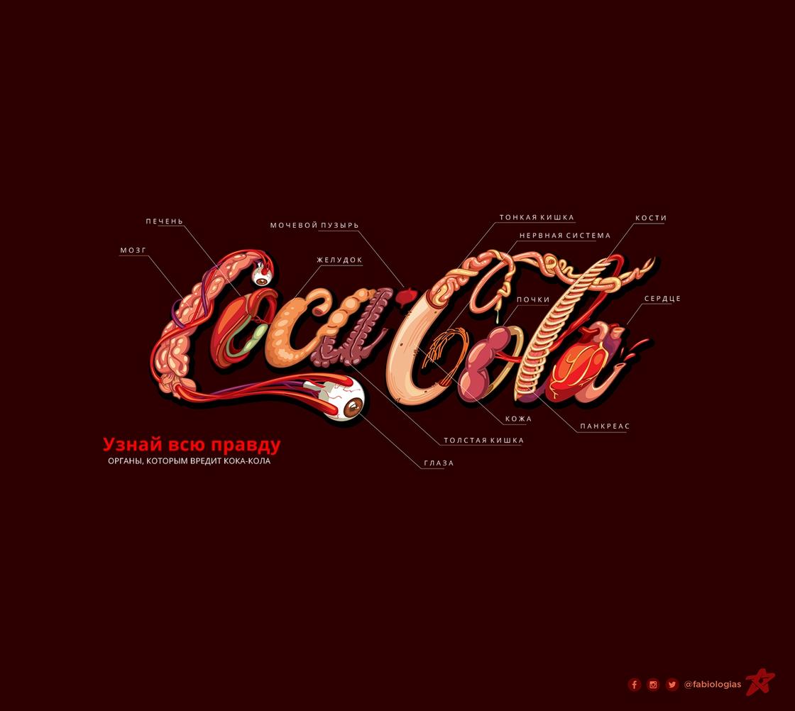 Вот «честный» логотип Coca-Cola, который объясняет, чем именно она вредна