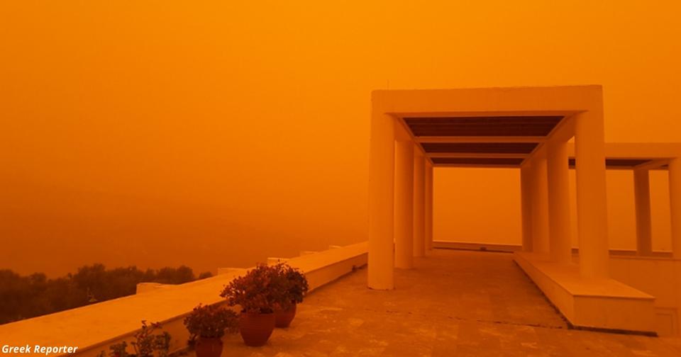 Остров Крит накрыла африканская песчаная буря! Теперь он похож на Марс