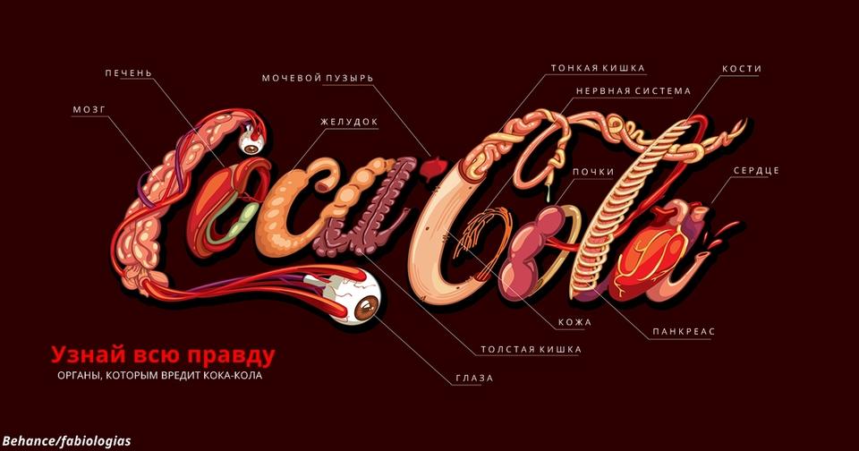 Вот «честный» логотип Coca Cola, который объясняет, чем именно она вредна