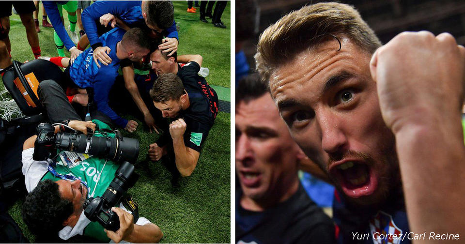 Хорваты завалили фотографа после гола в ворота Англии. Вот что он наснимал Полуфинал ЧМ-2018.