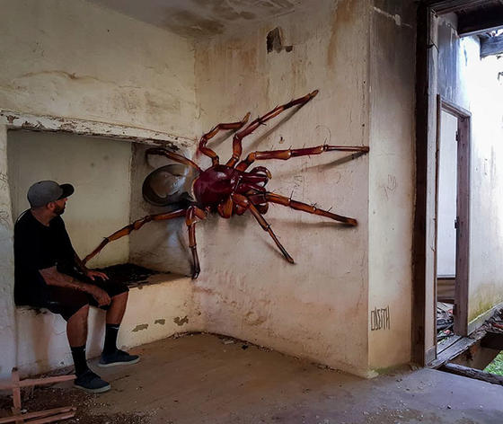 Португальский художник рисует 3D-граффити, от которых стынет кровь Вживую лучше не видеть.