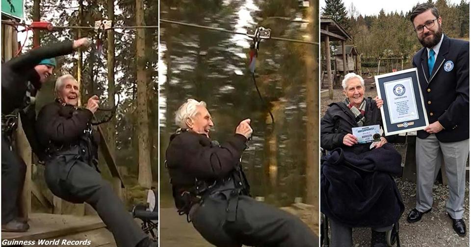 106 летний дед прокатился на зип лайне   и установил мировой рекорд И это не первый его подвиг!