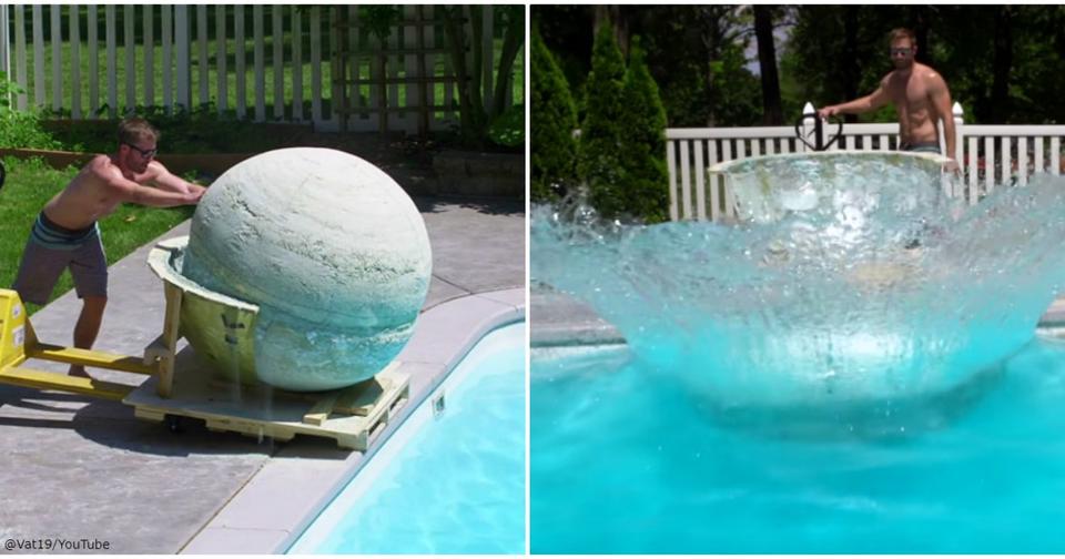 Они сделали огромную ″бомбу″ для ванн   и бросили её в бассейн! Бомбочка весом в тонночку!