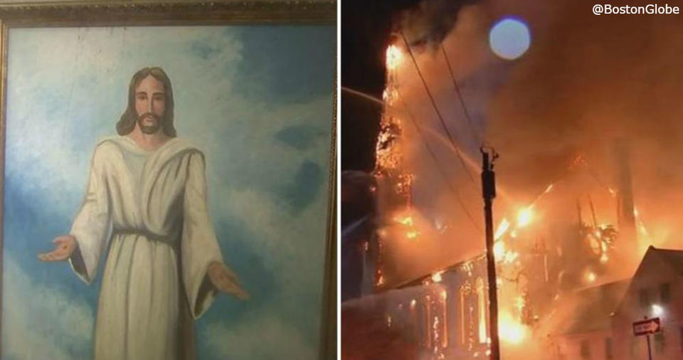 150 летняя церковь сгорела дотла. Уцелела только 1 картина Иисуса Вот вся история.