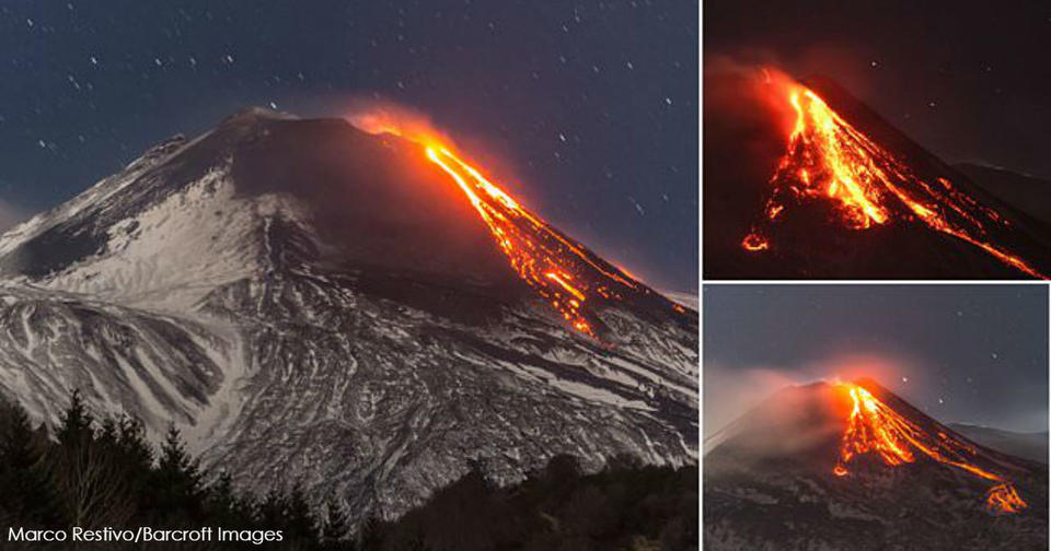 Извергавшийся ночью вулкан Этна попал на фото. Вы только посмотрите... Красотища!