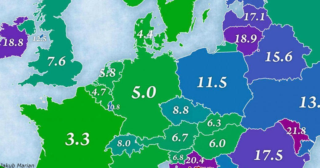Вот карта Европы по количеству эмигрантов в разных странах Куда едут из Европы?