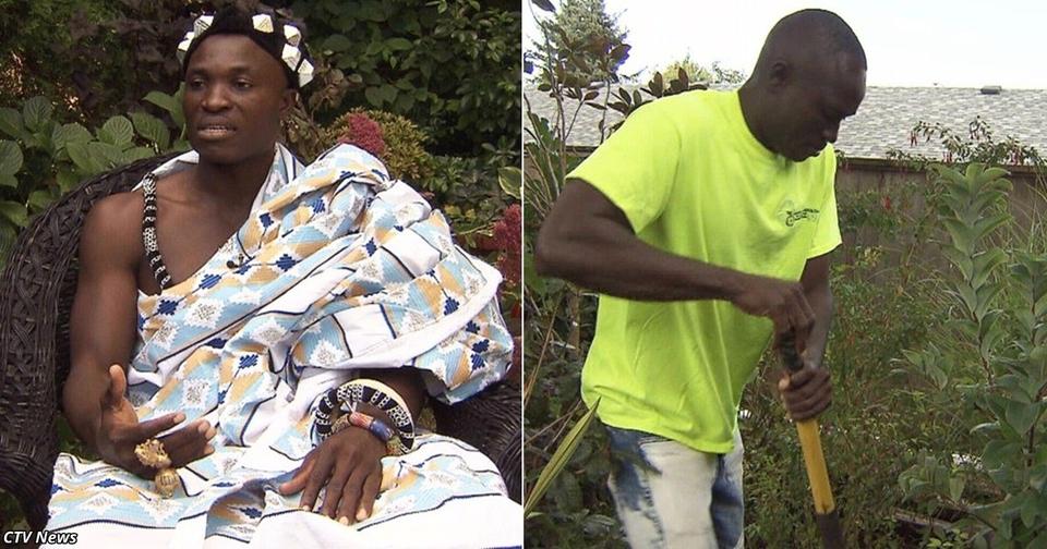 Король африканского племени работает садовником в Канаде, чтобы прокормить свой народ