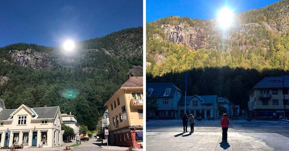 Город, в котором 5 месяцев не бывает солнца, получает свет от зеркал в горах
