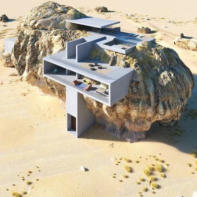Архитектор сделал современный дом внутри гигантской древней скалы