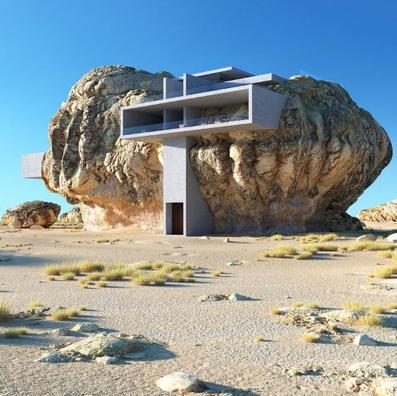 Архитектор сделал современный дом внутри гигантской древней скалы