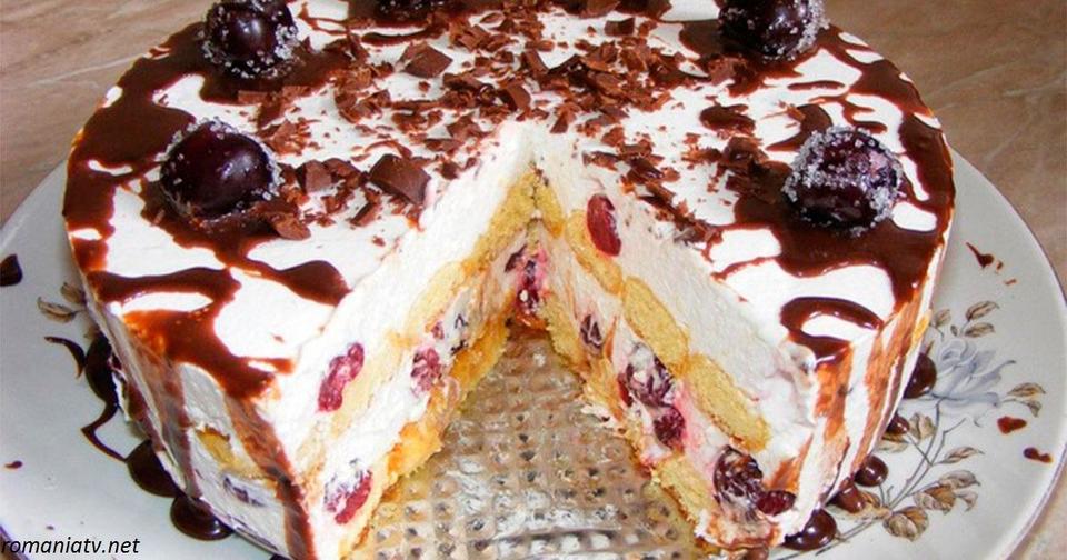 Торт из печенья с вишнями: простой, вкусный   и без выпечки!