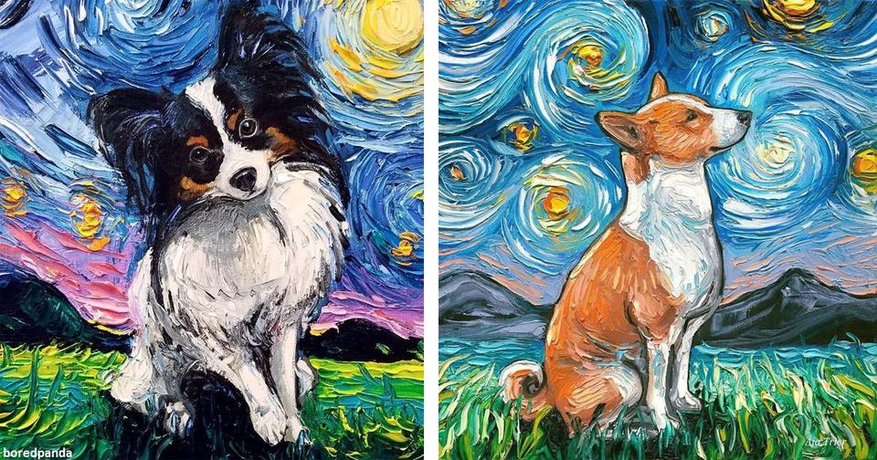 Я так люблю Ван Гога, что решил добавить собак на его картины. Что скажете?