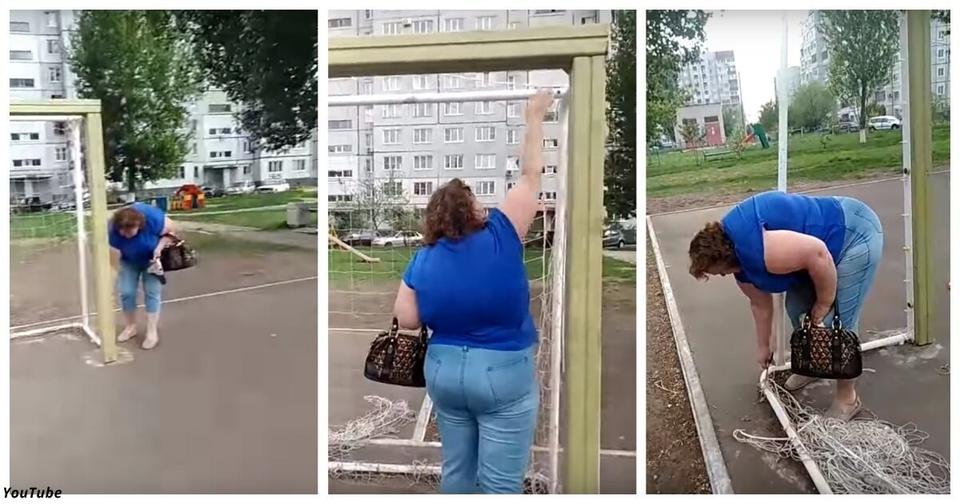 Женщина в Тольятти испортила детям футбольные ворота. Но зачем?