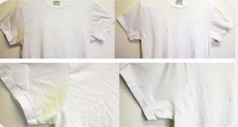 Желтые пятна пота и дезодоранта с белых футболок можно вывести с помощью двух компонентов