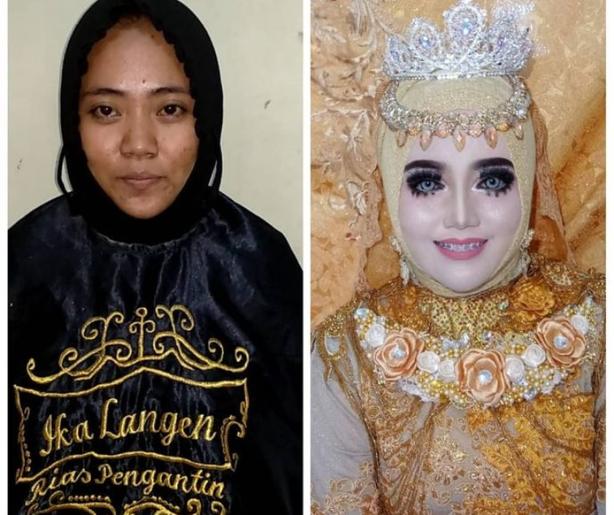 Невесты в Индонезии: на свадьбу их гримируют так, что мама родная не узнает