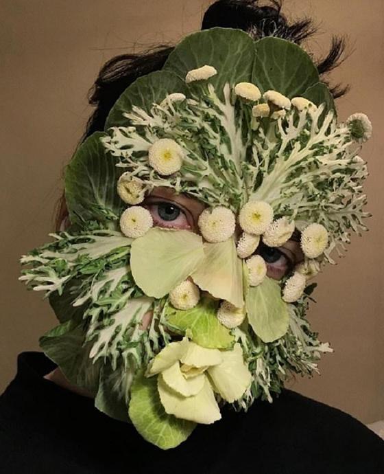 Редиска на лице — это искусство: дизайнер Катя создает необычные работы, украшая моделей цветами и овощами