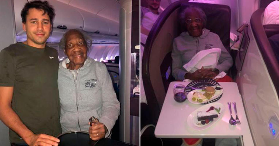 Пассажир свое место в первом классе 88-летней женщине - чтобы исполнить ее мечту
