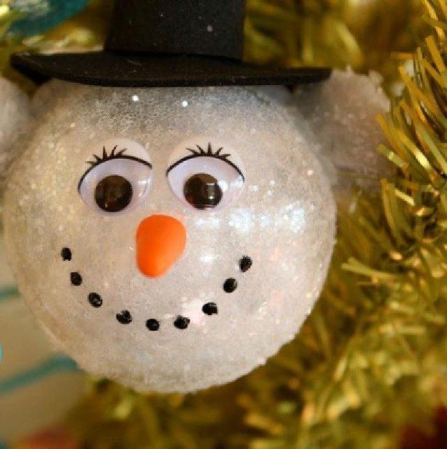 В этом году на нашей новогодней елке поселился забавный, добрый снеговик