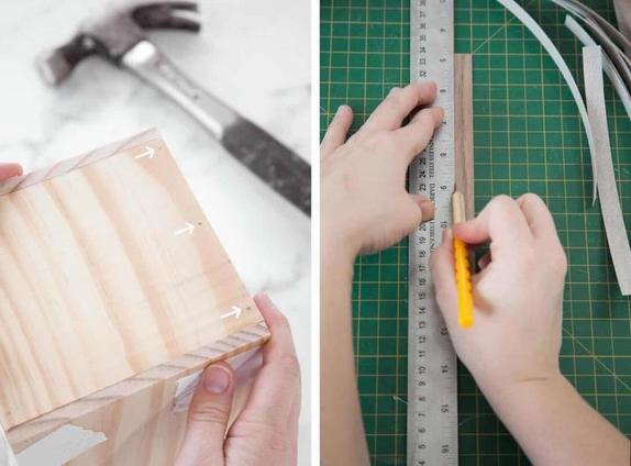 Стильный аксессуар из дерева: как сделать красивую полосатую подставку для кухонной утвари