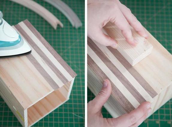 Стильный аксессуар из дерева: как сделать красивую полосатую подставку для кухонной утвари