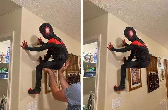 Папа отфотошопил снимки сына, чтобы помочь ему стать настоящим человеком пауком