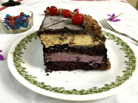 Декадентский шоколадный торт с двумя видами мороженого: эффектный десерт, который впечатлит любого гостя