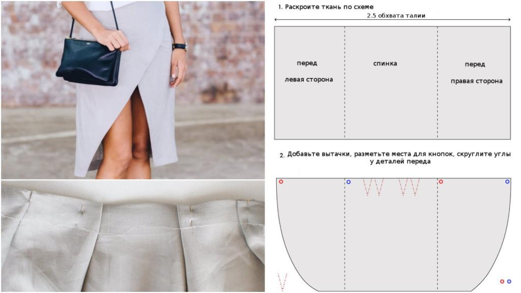 Юбка с запахом - это модно, удобно, и ее очень легко сшить даже за 1 день (схема)